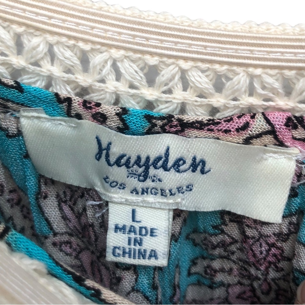 Hayden Los Angeles Fringe Neckline Blouse size Large - Picture 2 of 7